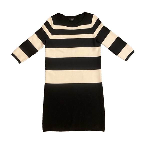 Club Monaco Dresses & Skirts - CLUB MONACO Womens Italian Yarn Striped Sweater Dress Black Cream Wool Small